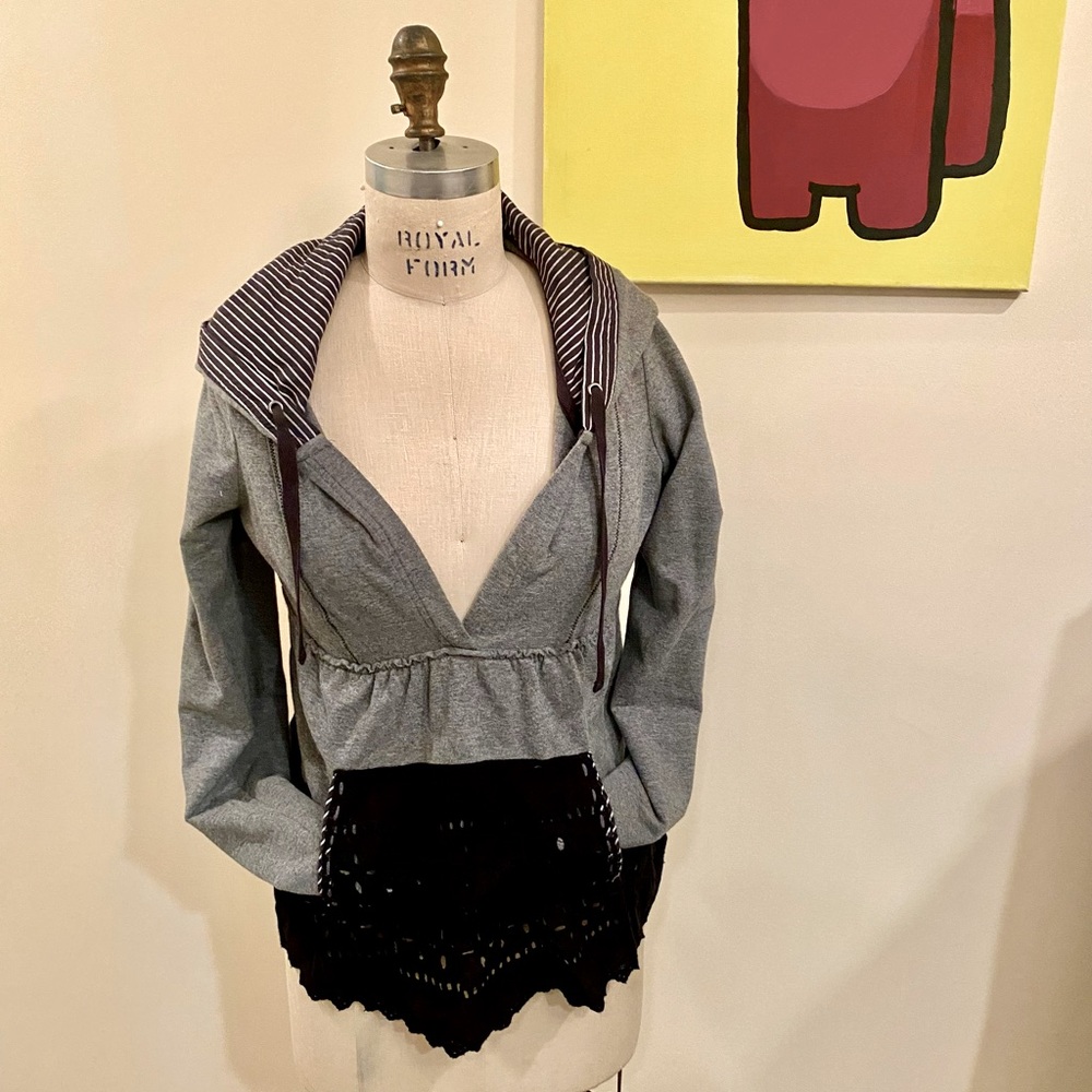 Free People, knit top. Fleece and eyelet.